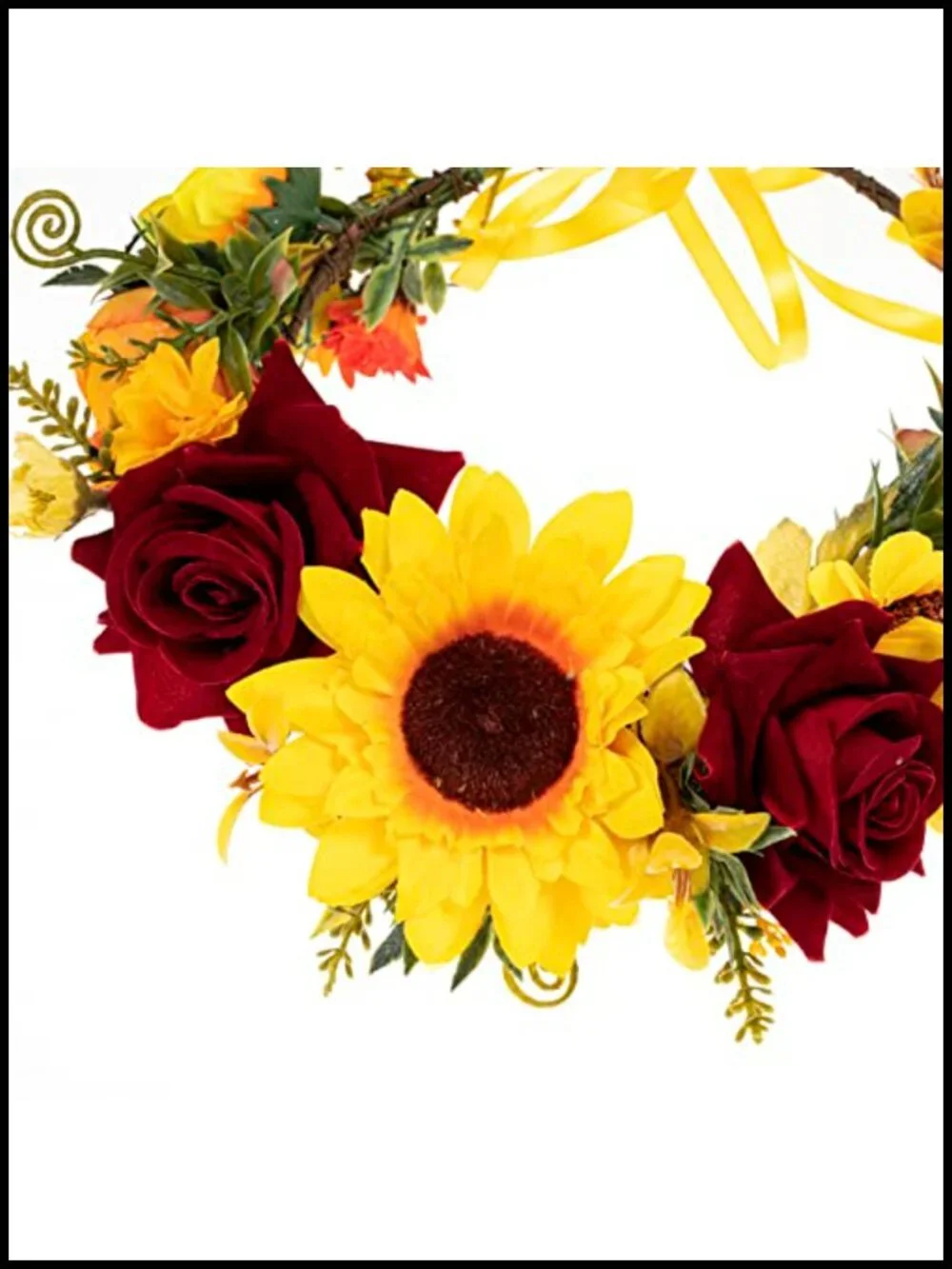 Handmade Floral Crown Hair Wreath Headband Adjustable Ribbon Wedding Bridal